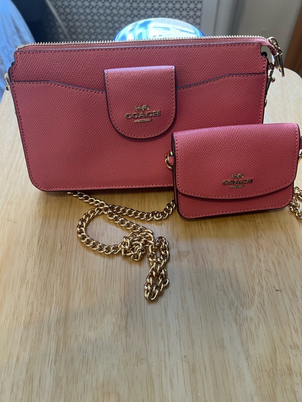 Coach Poppy Crossbody with Detachable Card Case Pink Leather C0737